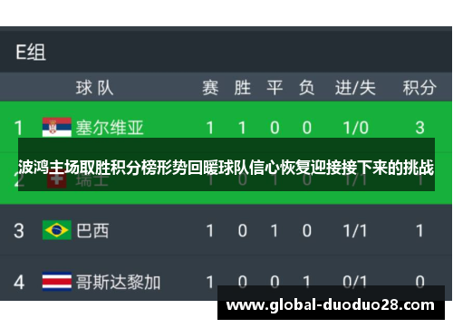 波鸿主场取胜积分榜形势回暖球队信心恢复迎接接下来的挑战